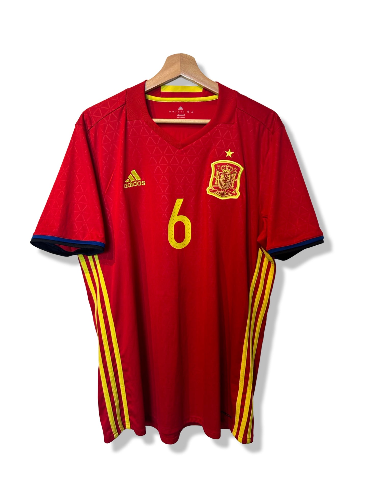Spain 2016-17 Home Shirt - A.Iniesta #6 - L
