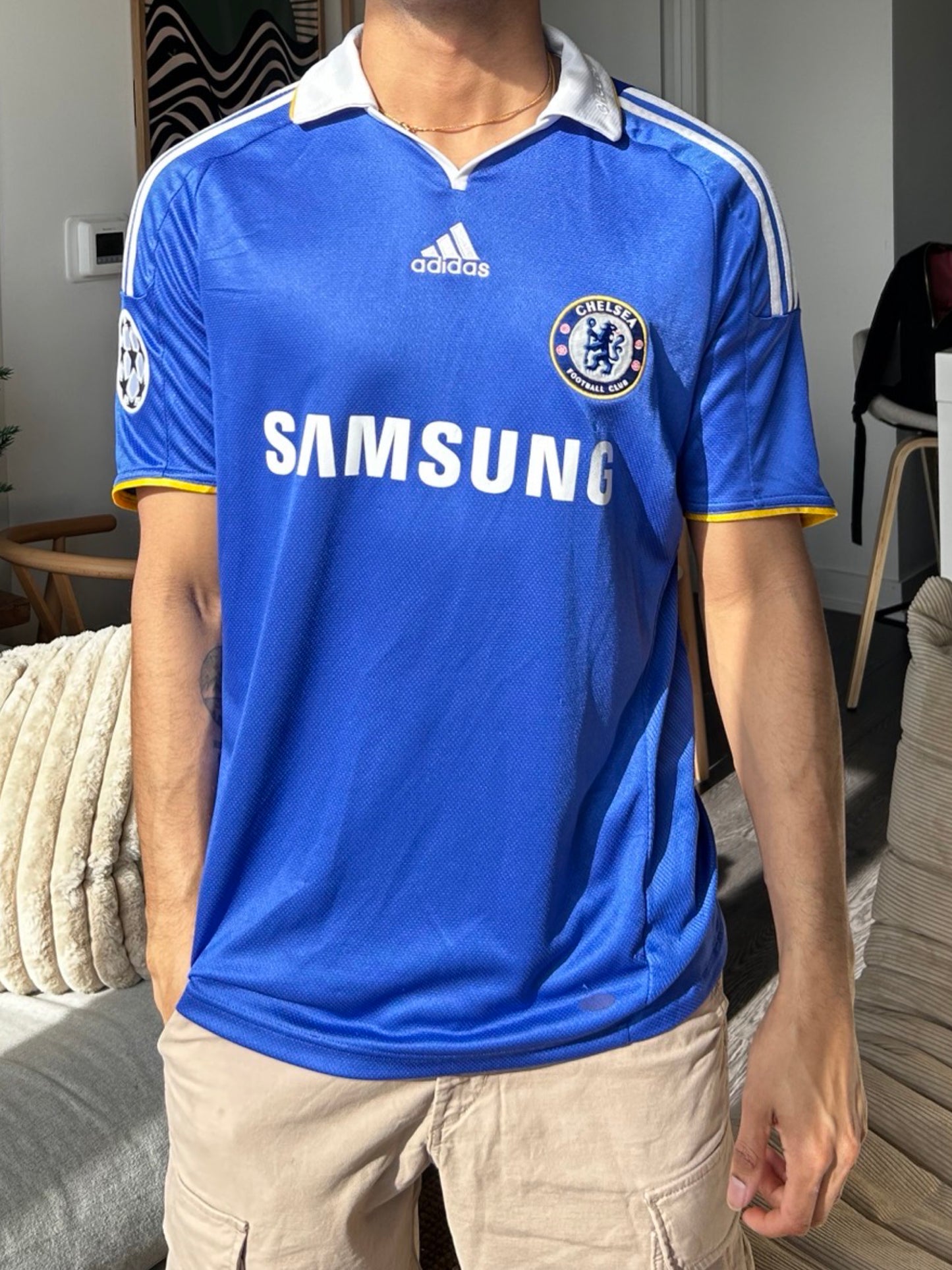 Chelsea FC 2008-09 Home Shirt, #11 Didier Drogba (Champions League) - L