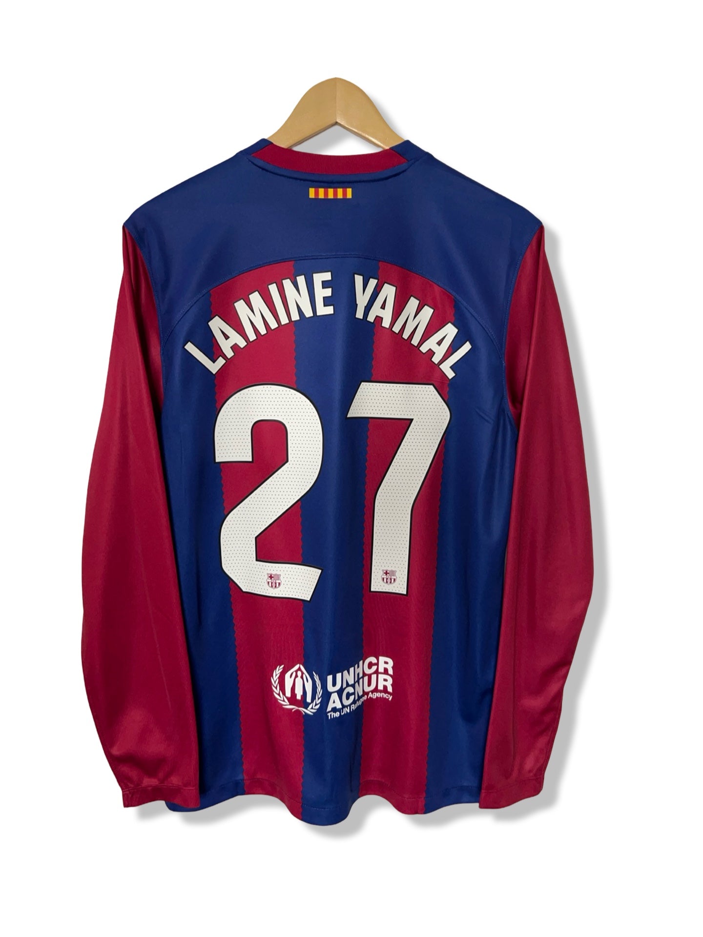 FC Barcelona 2023-24 Home Shirt, #27 Lamine Yamal - M (L/S)