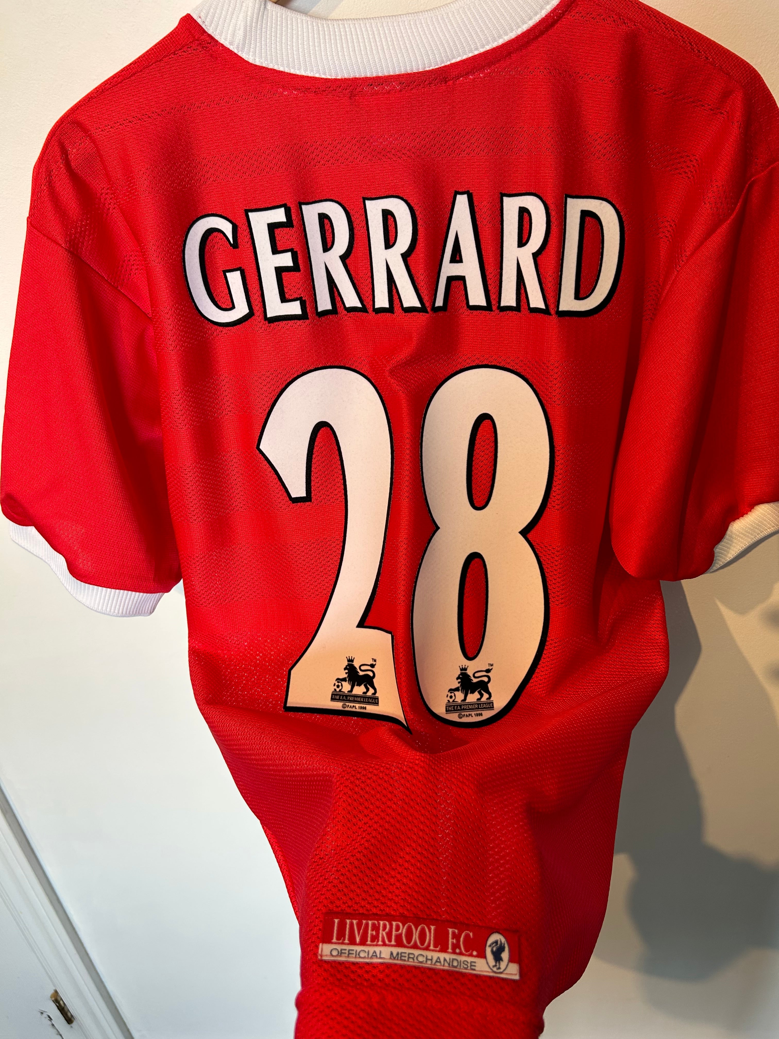 Liverpool 1998-00 Home Shirt - Gerrard #28 - M – Football Heaven
