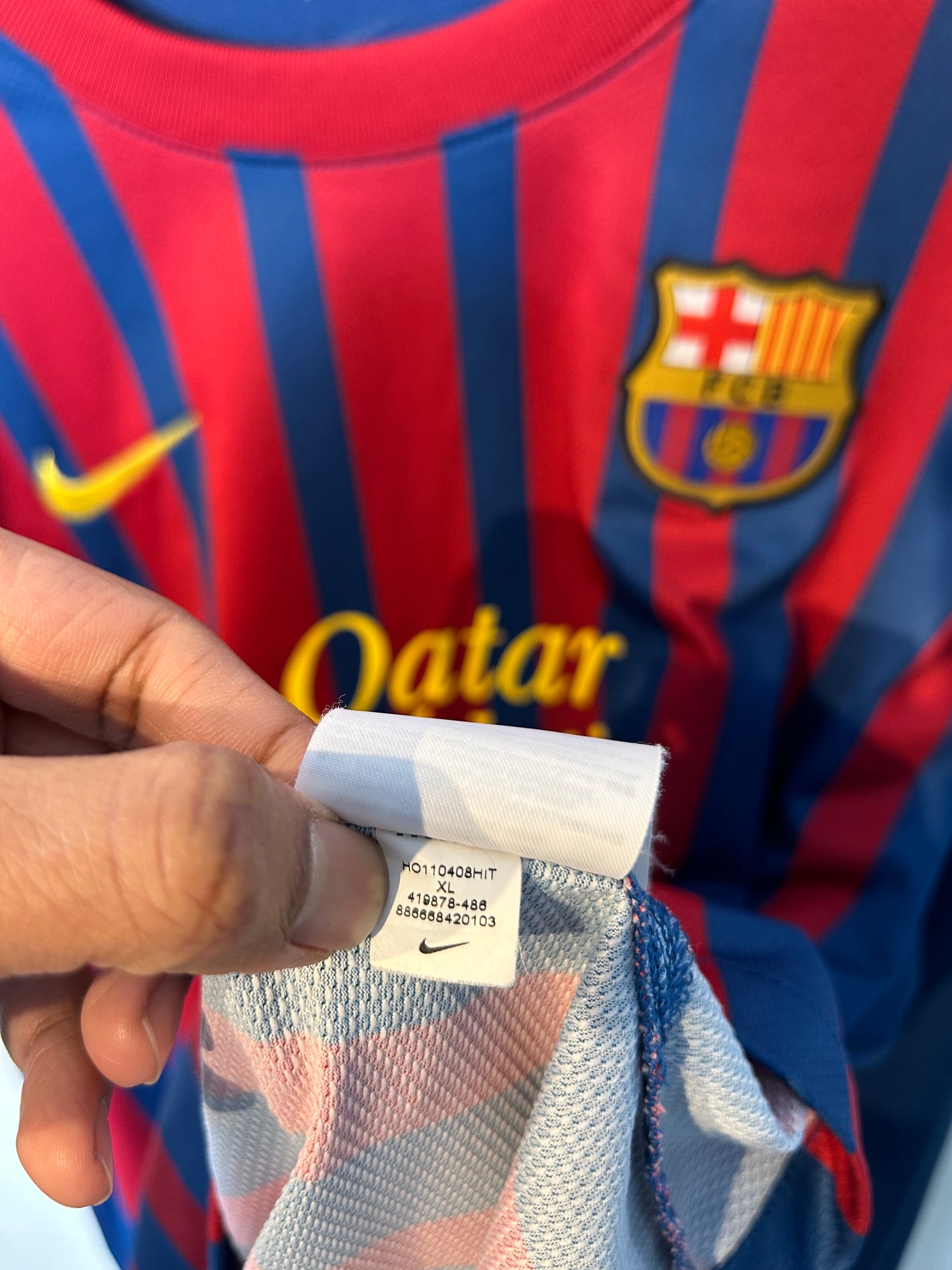 Barcelona 2011-12 Home Shirt L/S - David Villa #7 - XL