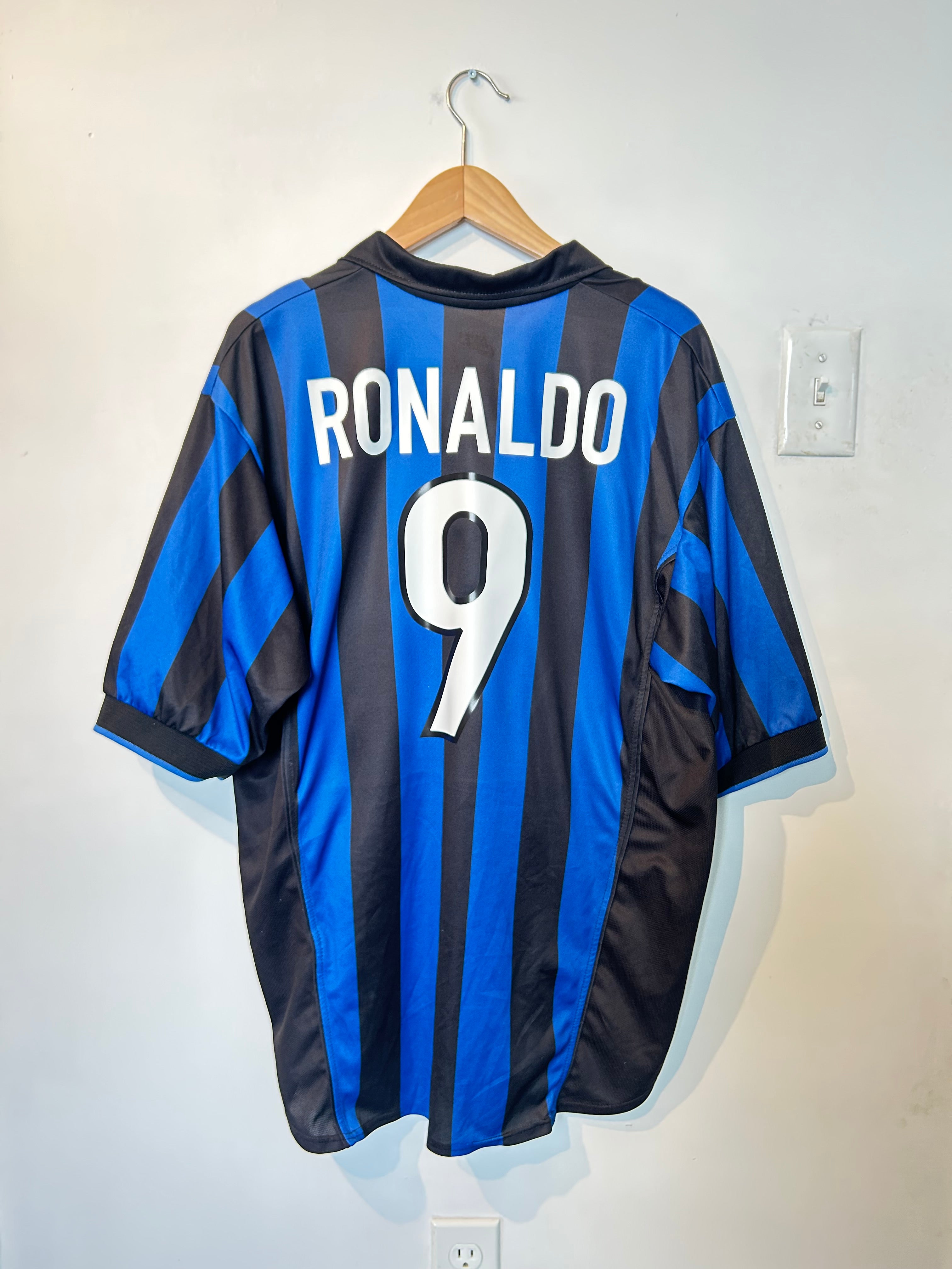 Inter Milan 1998-99 Home Shirt - Ronaldo #9 - XL – Football Heaven