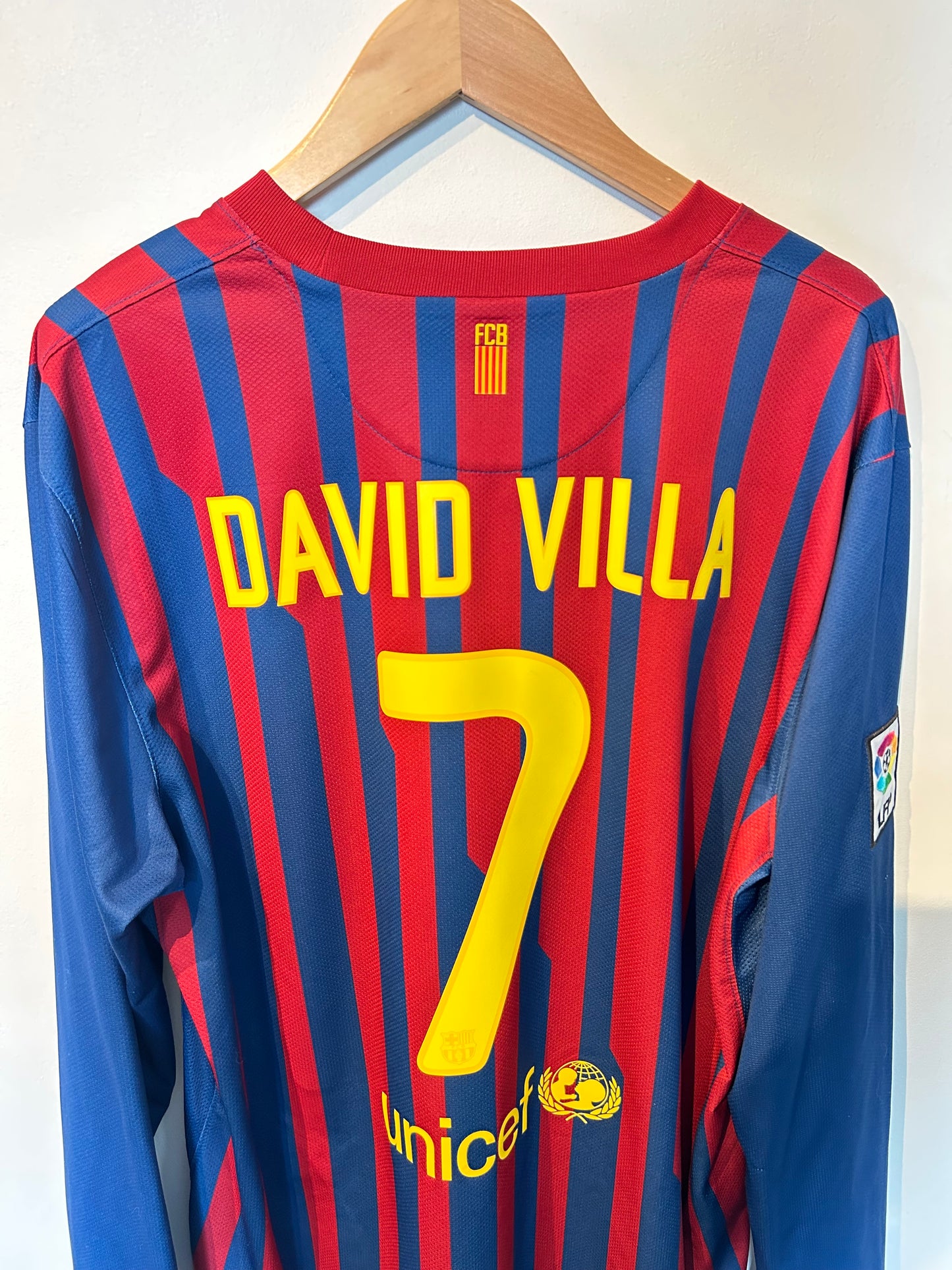 Barcelona 2011-12 Home Shirt L/S - David Villa #7 - XL