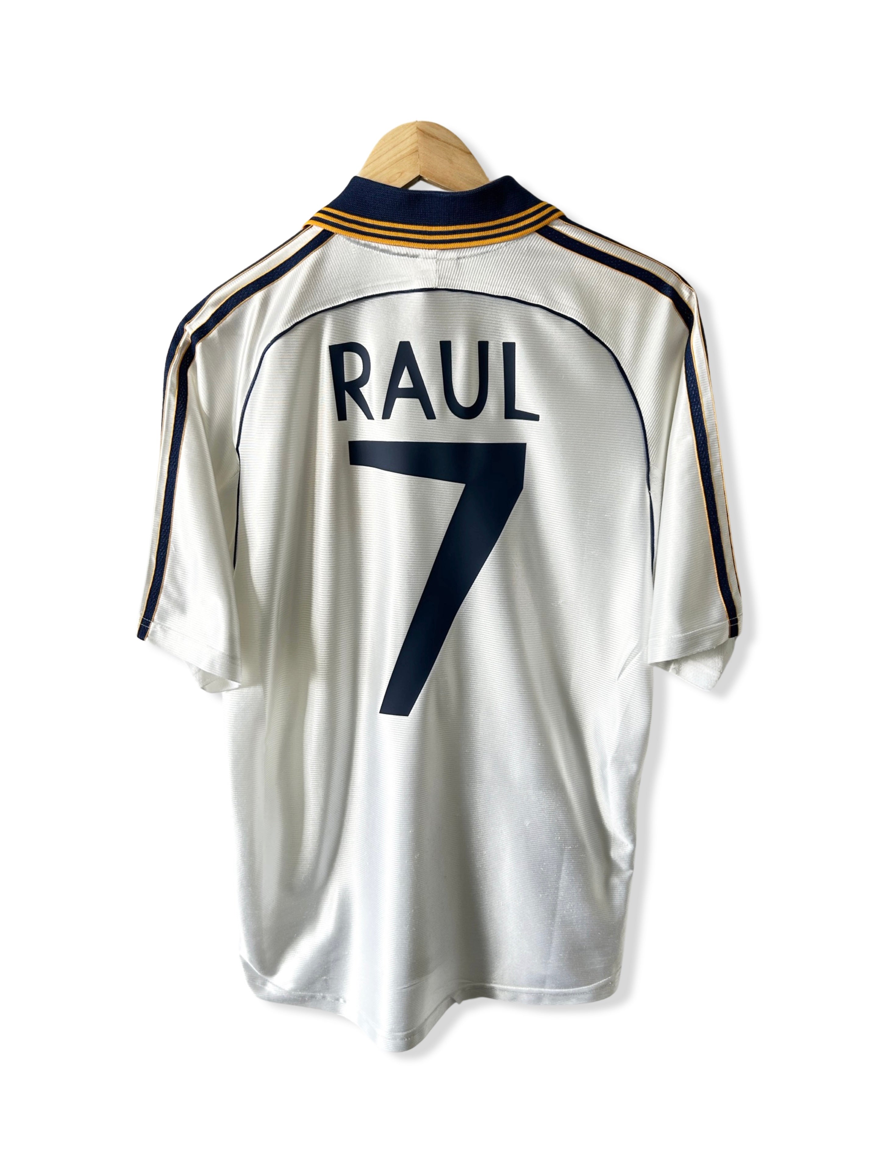 Real Madrid CF 1998-2000 Home Shirt, #7 Raul - L – Football