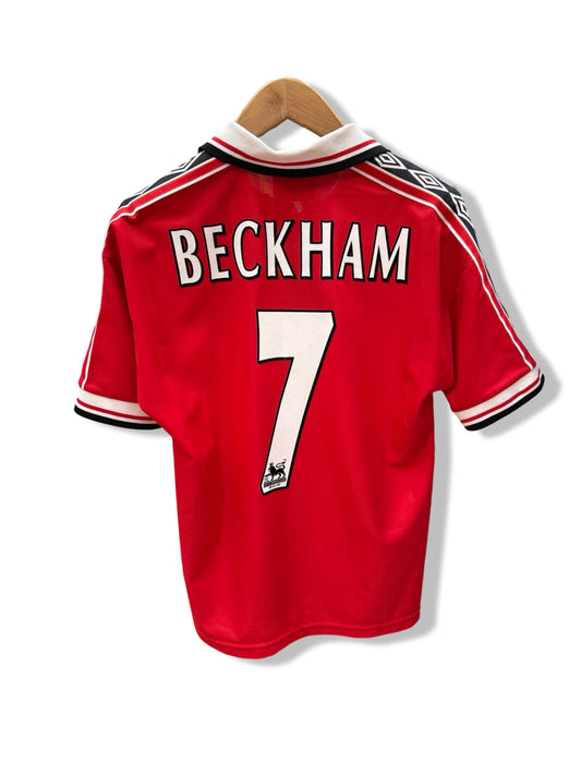 Manchester United 1998-99 Home Shirt, #7 David Beckham - Youth XL/Adult S